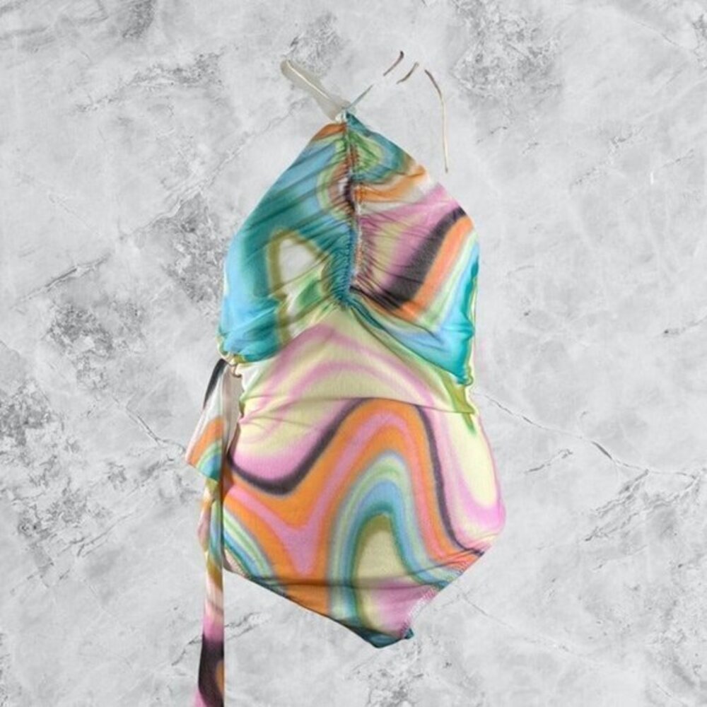 H:ours Halter Bodysuit - Multi Solarized Wave